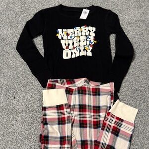 Old Navy Black and Red Plaid Kids Pajama Set